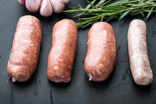 Homemade raw sausages on the table