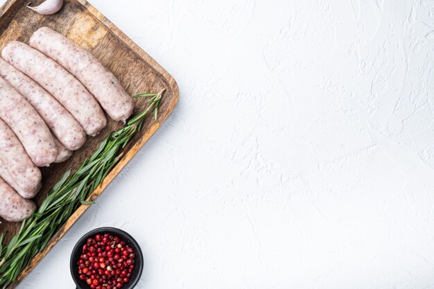 Homemade raw sausages on the table