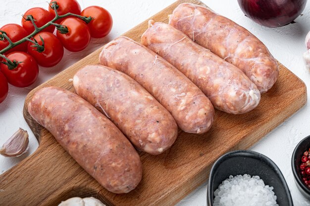 Homemade raw sausages on the table