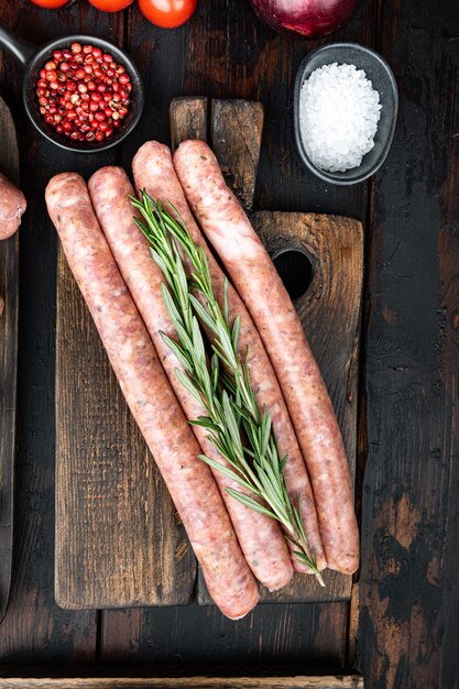 Homemade raw sausages on the table