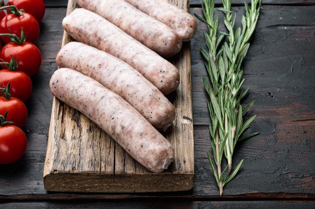 Homemade raw sausages on the table