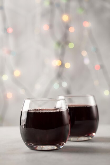 Homemade red mulled wine on table