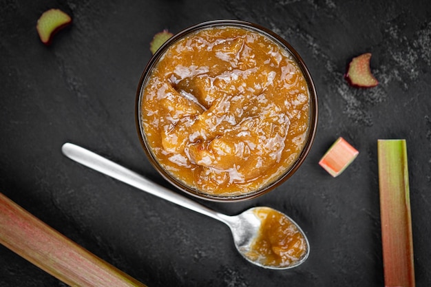 Homemade Rhubarb Jam close up selective focus