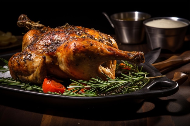 homemade roasted chicken leg with rosemary