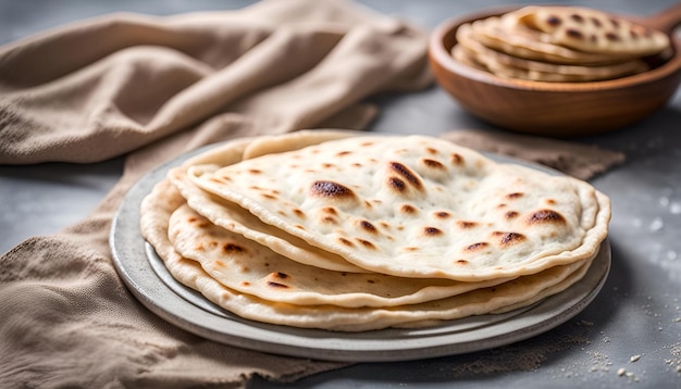 Photo homemade roti chapati flatbread on gray concrete background