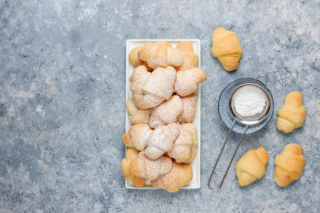 Homemade rugelach with jam filling, top view