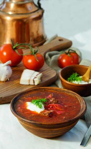 Homemade Russian, Ukrainian and Polish national soup