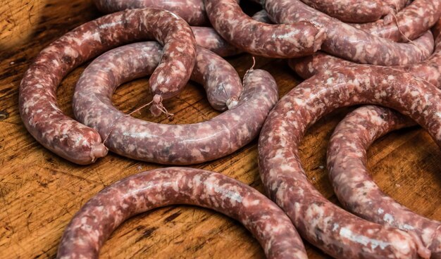 Homemade sausages preparation patagonia argentina