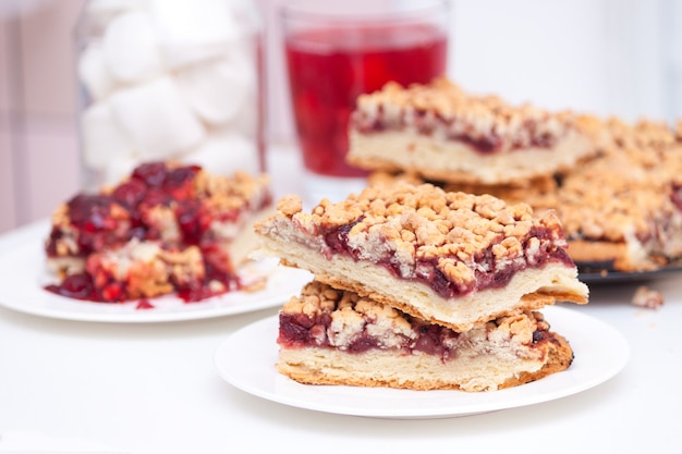 Homemade shortcrust berry pie with crumble