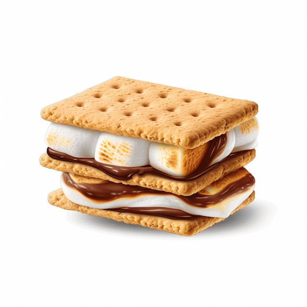 A Homemade Smore Isolated on a White Background