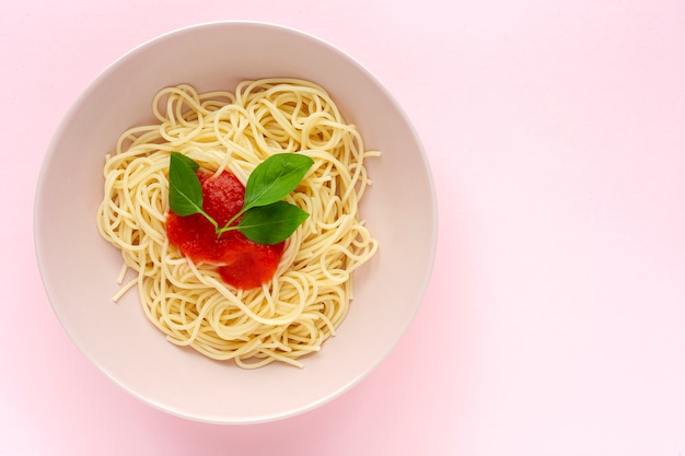 Homemade Spaghetti with tomato and basil sauce