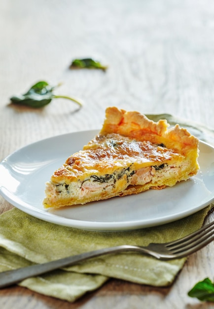 Homemade Spinach and Salmon Quiche