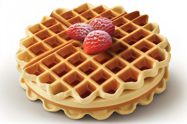 Homemade square belgian waffles with fresh ripe berries Generative Ai