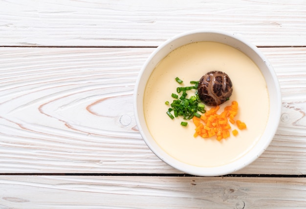 homemade steamed egg with vegetable, mushroom and carrot