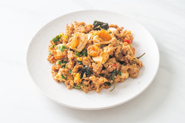 Homemade Stir Fried Minced Pork with Salted Egg