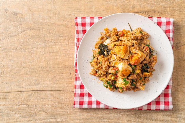 Homemade Stir Fried Minced Pork with Salted Egg