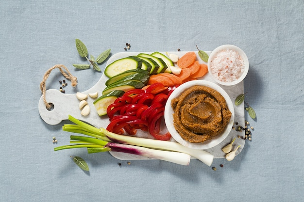 Homemade stock in Bouillon cube with fresh vegetables.