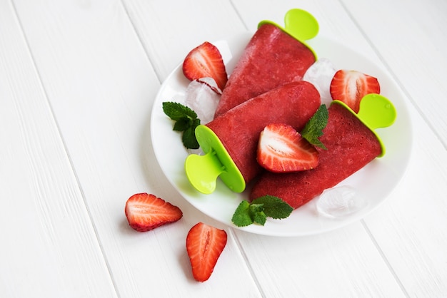 Homemade strawberry ice cream