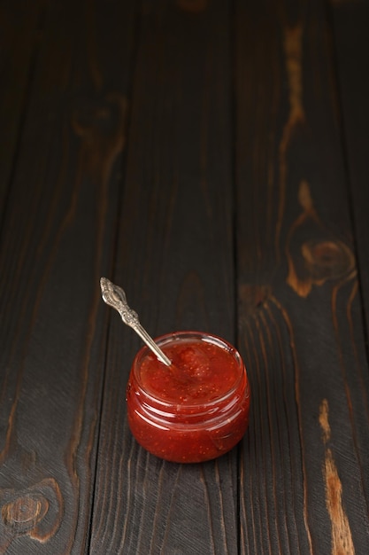 Homemade strawberry jam in jar