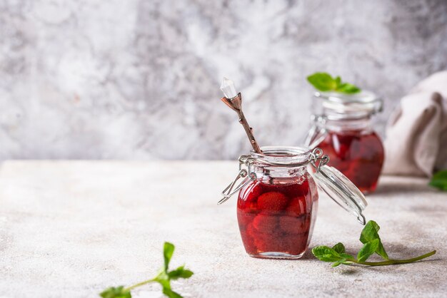 Homemade strawberry jam in jar