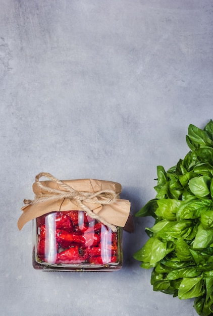 Homemade Sun Dried Tomatoes on a gray background