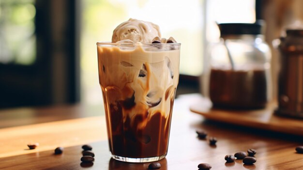 Homemade sweet frozen iced coffee