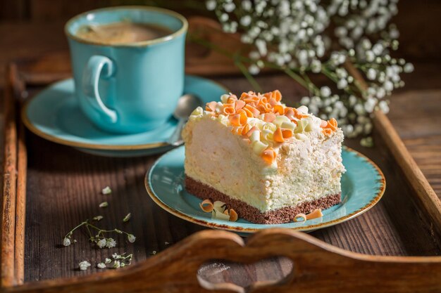 Homemade and sweet meringue served in porcelain