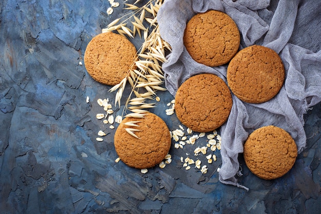 Homemade sweet oatmeal  cookies. Selective focus