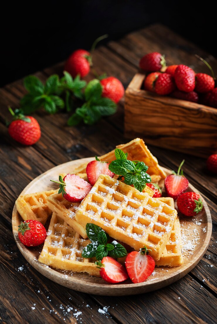 Photo homemade sweet waffle