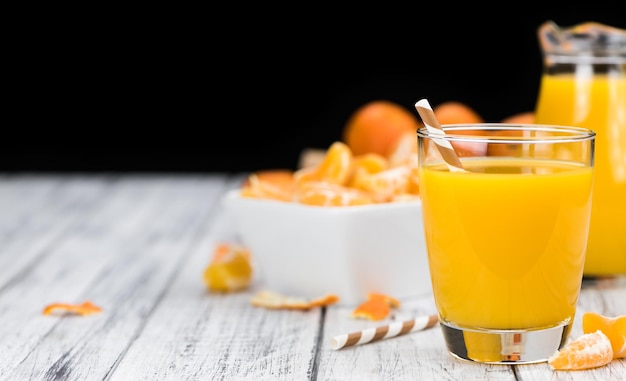 Homemade Tangerine Juice closeup shot