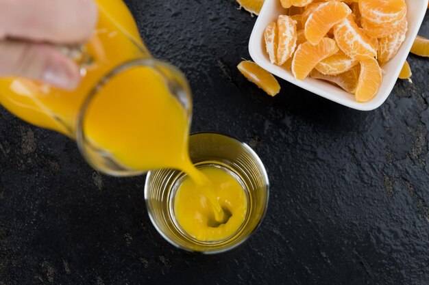 Homemade Tangerine Juice closeup shot