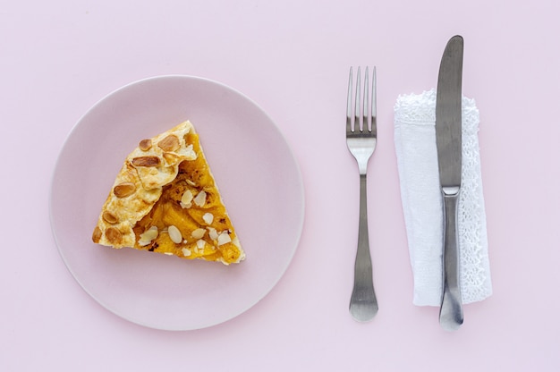 Homemade tart galette with peaches