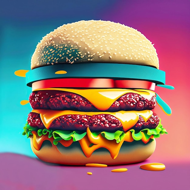 Homemade taste in a quick burger Ai image