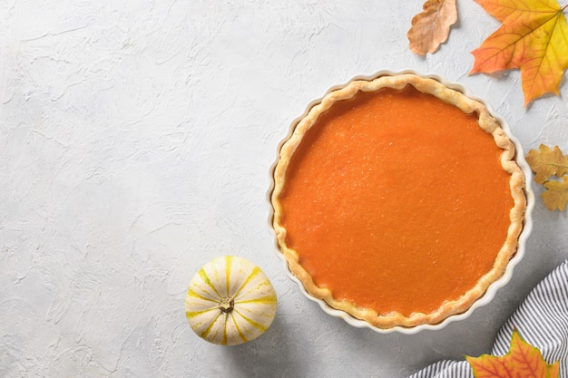 Homemade tasty pumpkin pie for thanksgiving day