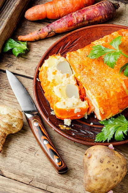 Terrina fatta in casa con topinambur,carote e patate