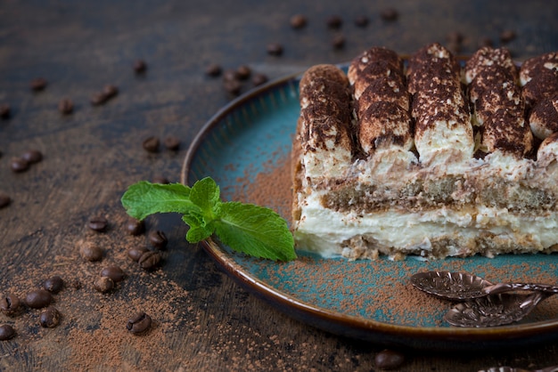 Homemade tiramisu cake. Classic Italian dessert