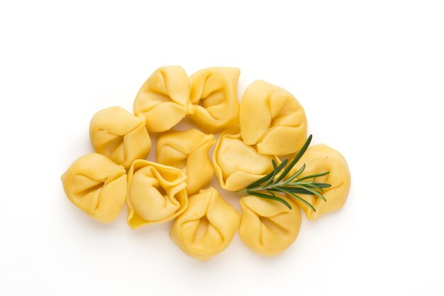 Homemade tortellini with herbs