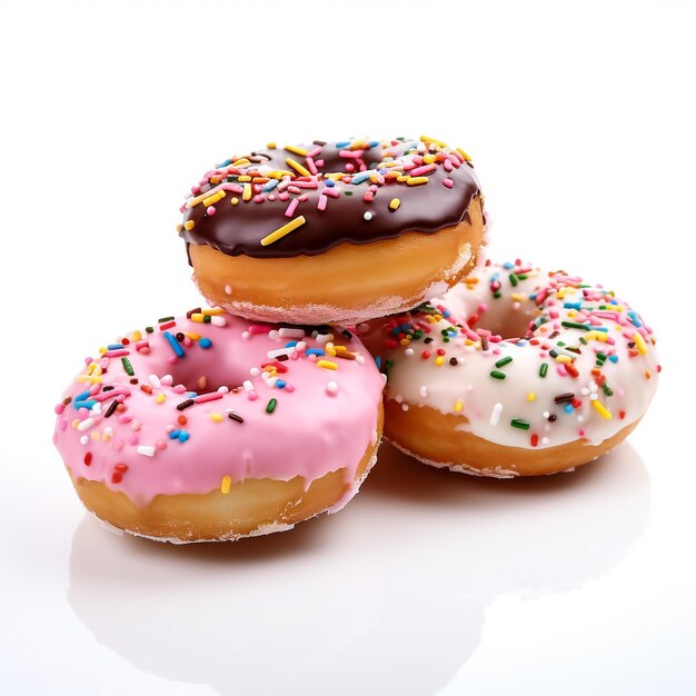 Homemade Traditional polish sweets doughnuts isolated on white background