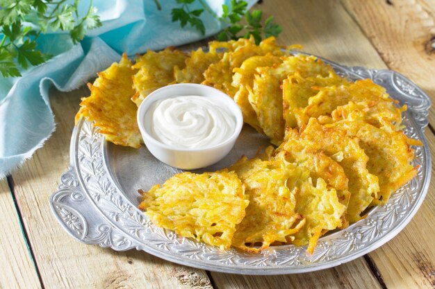 Homemade traditional potato pancakes