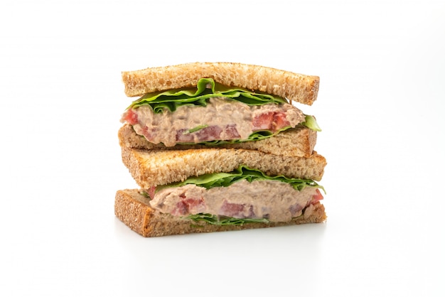 Homemade Tuna Sandwich on white background