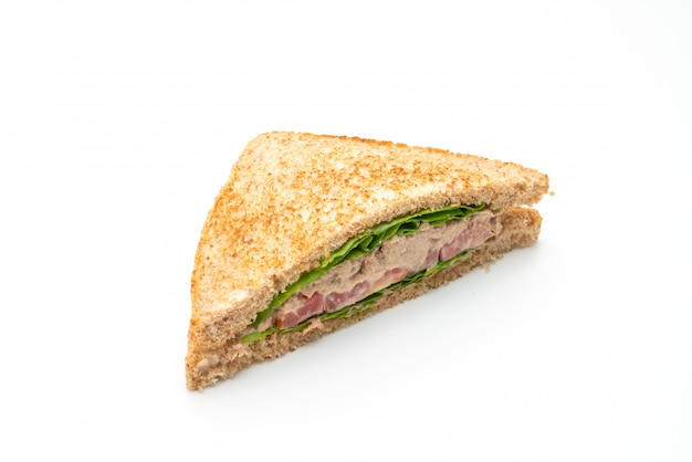 Homemade Tuna Sandwich on white background