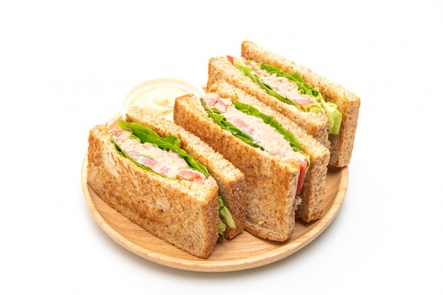 Homemade Tuna Sandwich on white background