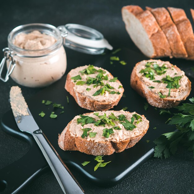 Фото homemade turkey pate on bread