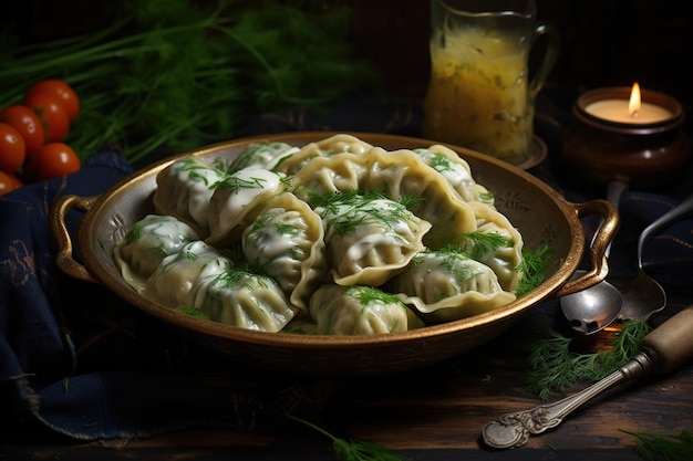 Photo homemade ukrainian traditional dish dumplings