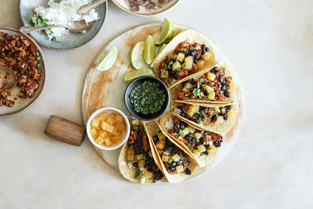 Homemade vegan taco food photography