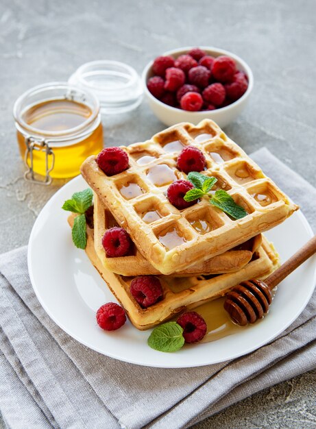 Homemade waffles with berries