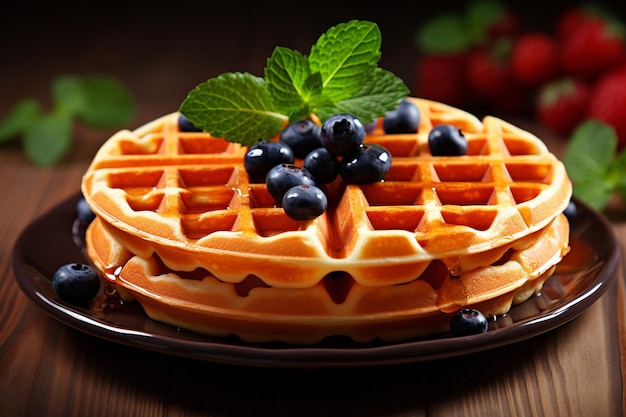 Homemade waffles with a sweet flavor