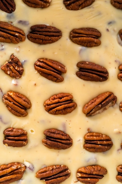 Homemade white chocolate cranberry pecan fudge