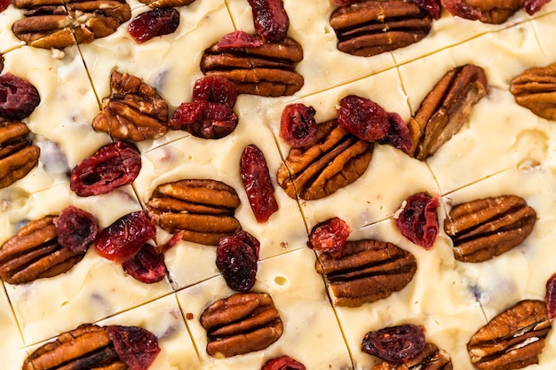 Homemade White Chocolate Cranberry Pecan Fudge