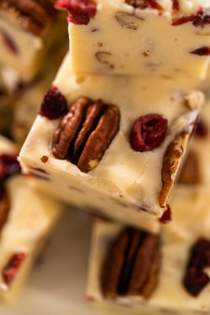 Homemade White Chocolate Cranberry Pecan Fudge